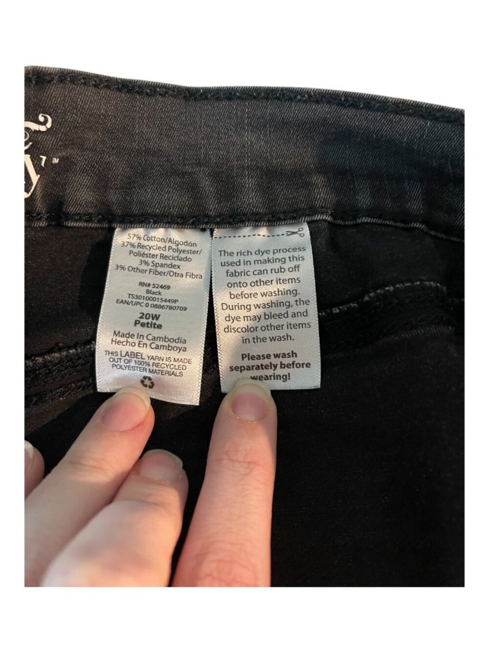 Terra & Sky Black Jeans Petit Straight 20WP - Picture 6 of 7